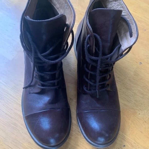 Creator Ankle Leather Booties Boho Chic Brown Lace Up Boots Shoes, Size 38 - Picture 5 of 9